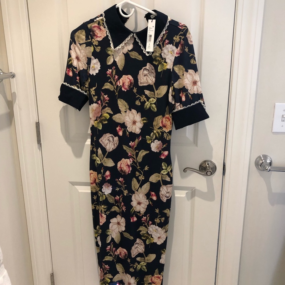 Alice + Olivia Midi Blue Floral Dress